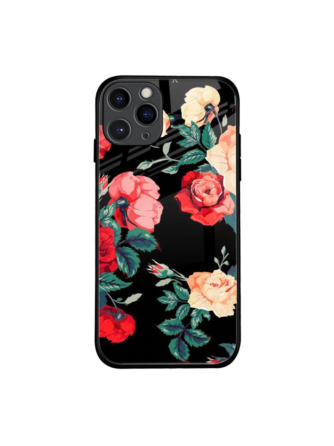 

QRIOH Floral Printed iPhone 11 Pro Back Case Mobile Accessories, Black