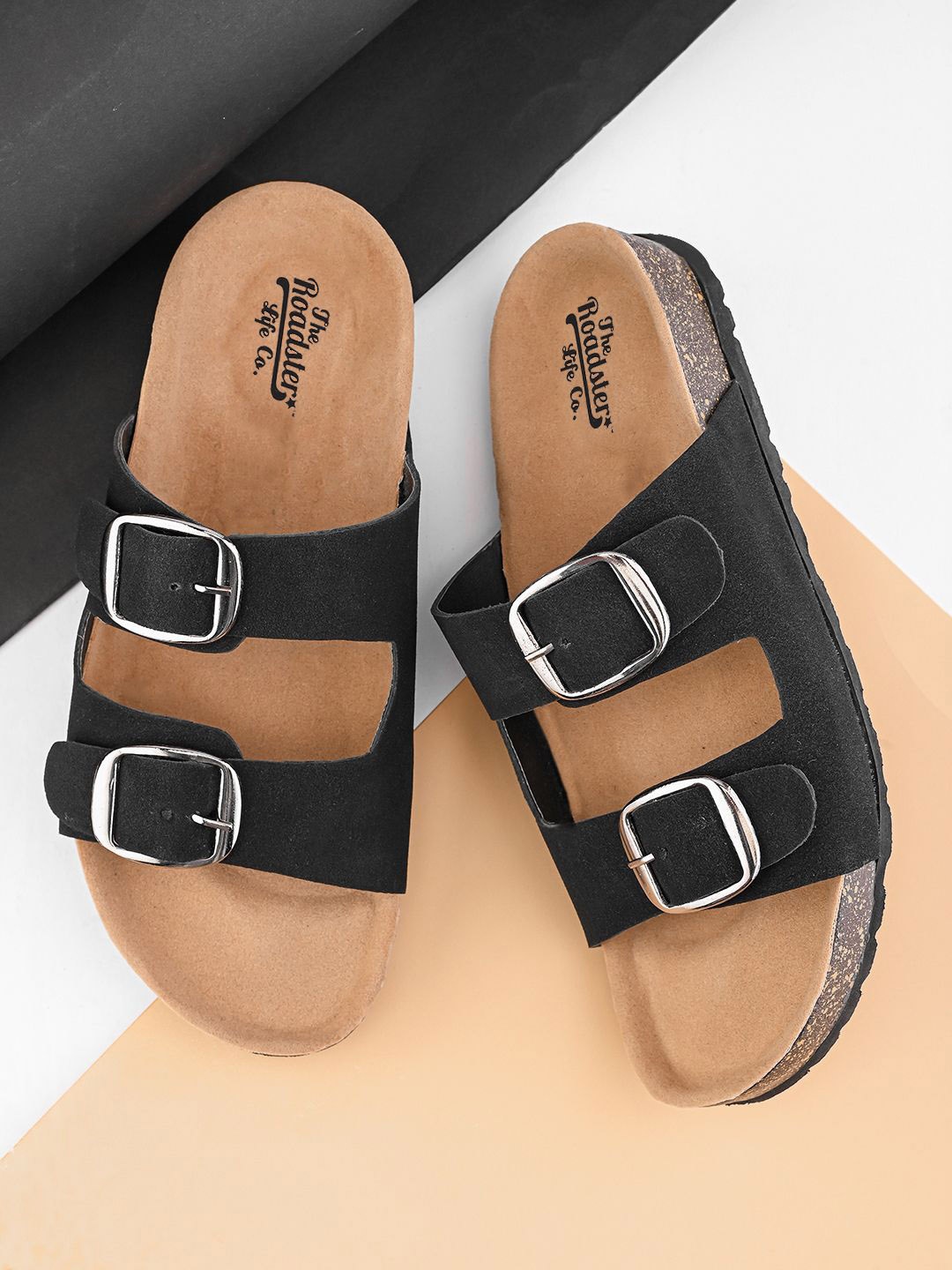 

The Roadster Lifestyle Co Women Comfort Sandals, Black