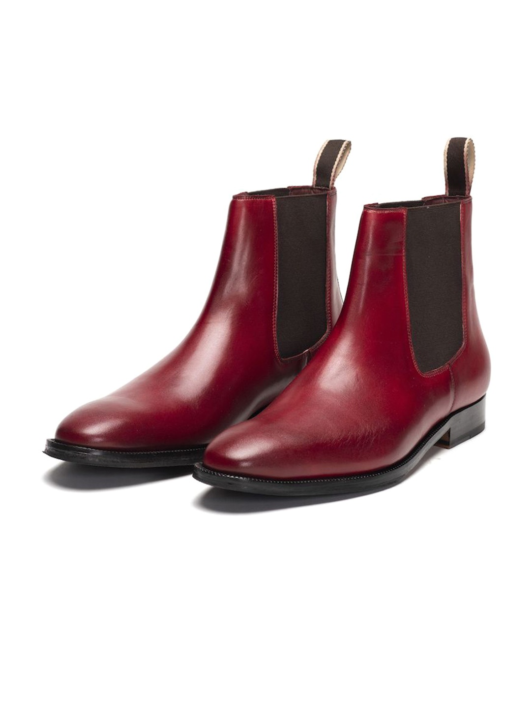 

3DM Lifestyle Men Casual Block-Heeled Leather Chelsea Boots, Red