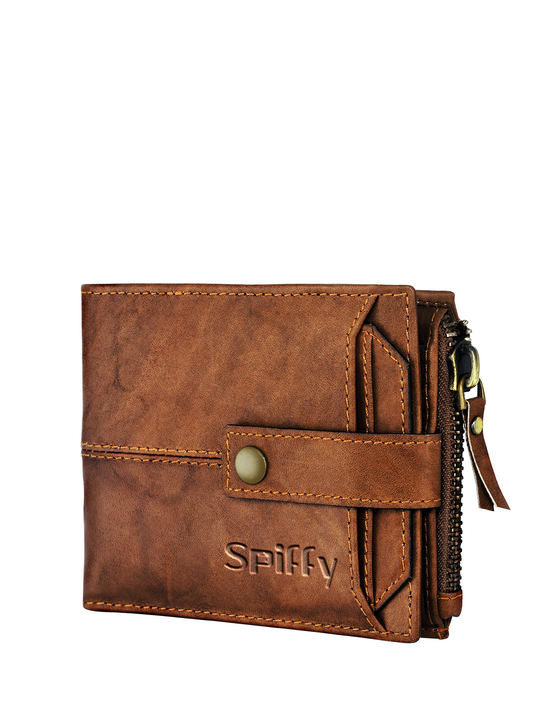 

SPIFFY Men Leather Two Fold Wallet, Brown