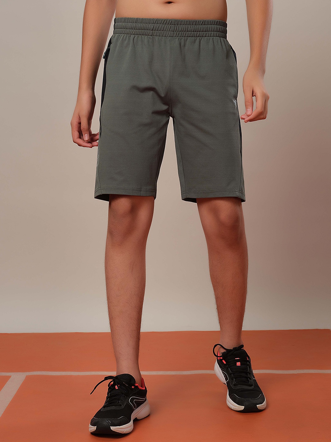 

Technosport Boys Colorblock Regular Fit Sports Shorts with 4 Way Crispy, Olive