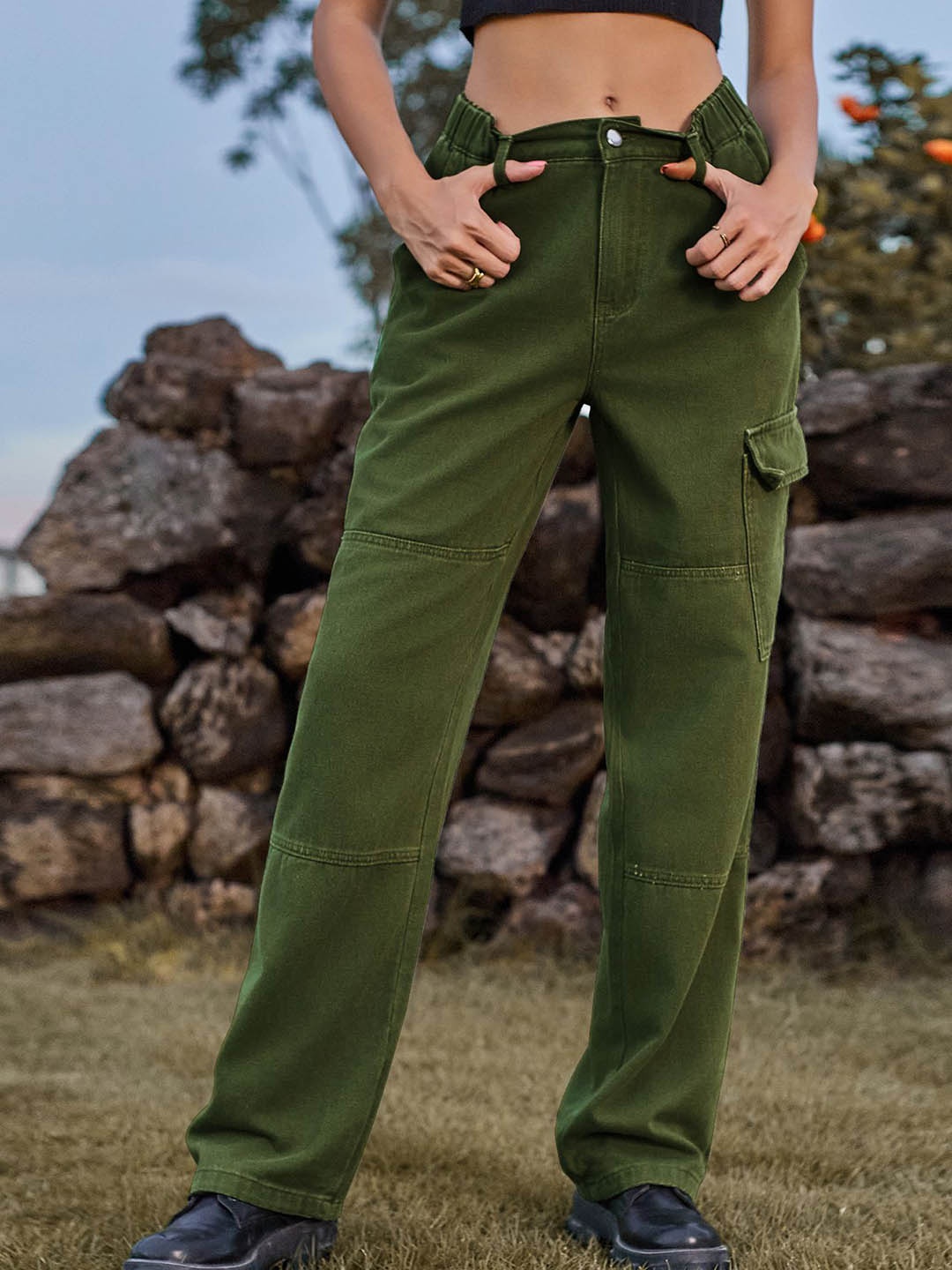 

StyleCast Women Cargos Trousers, Olive