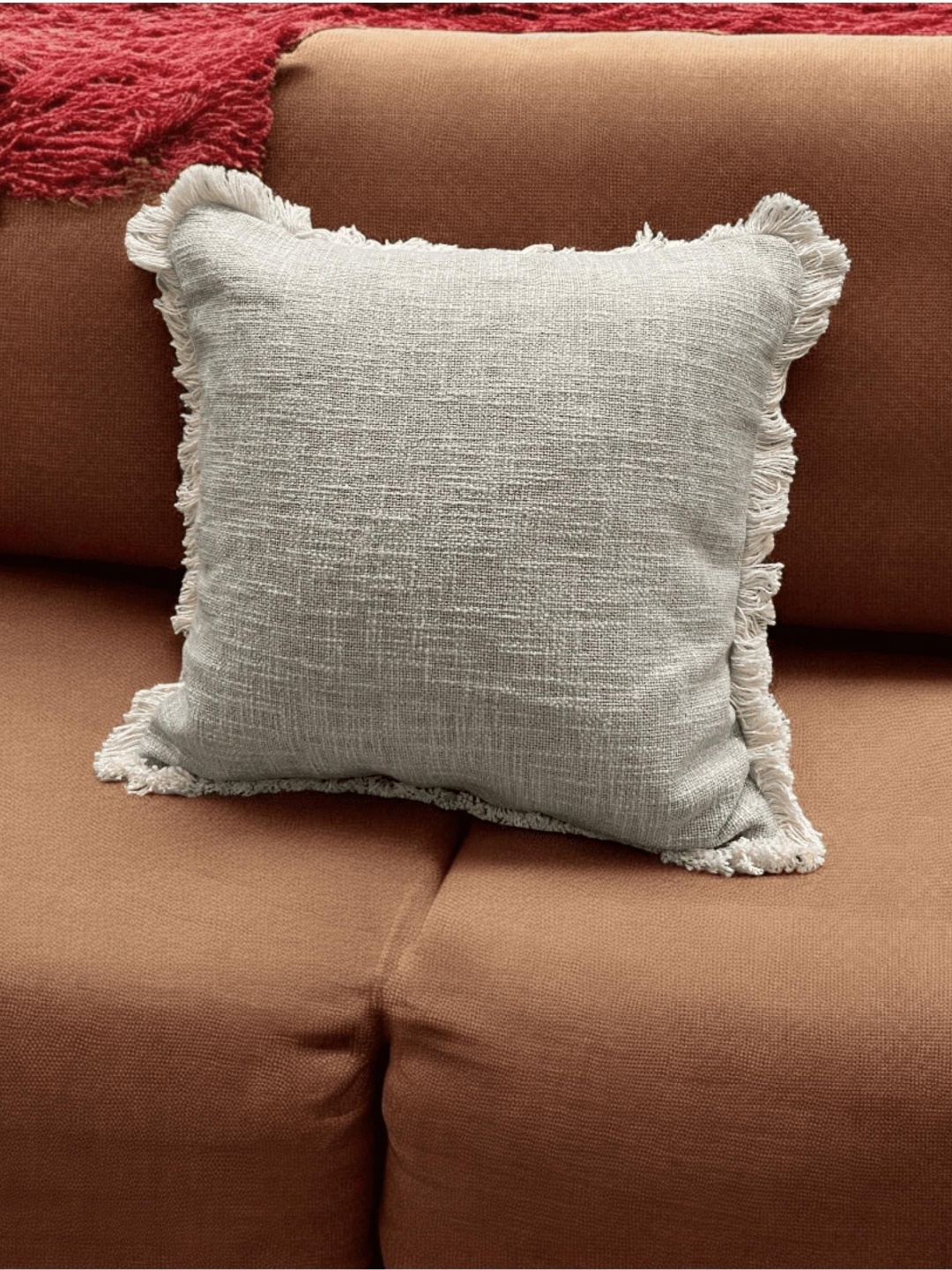 

LUSHLYF Off White 1 Piece Textured Cotton Square Cushion Covers