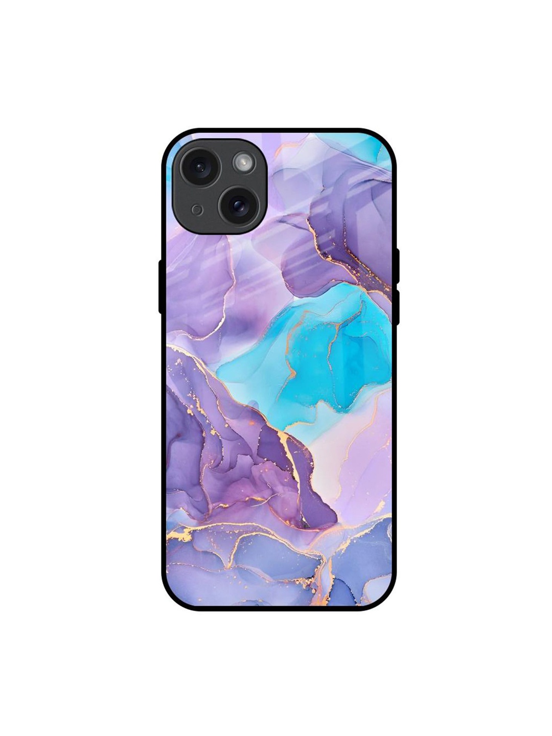

QRIOH Alcohol ink Marble Real Printed iPhone 15 Plus Back Case, Purple