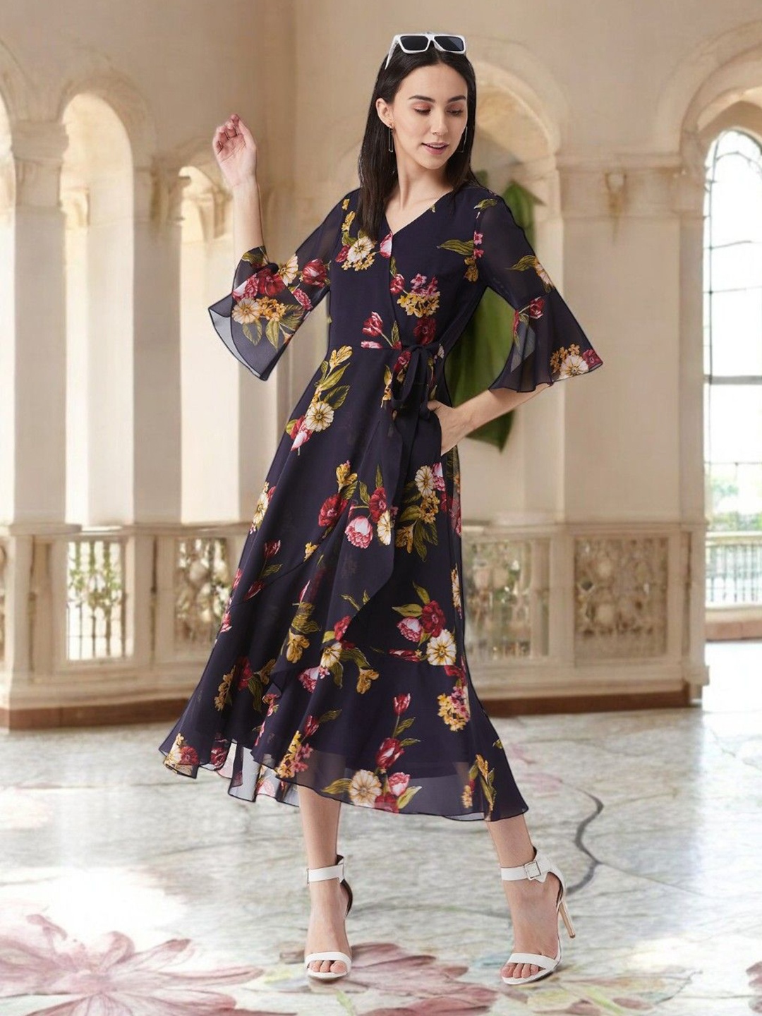 

Miss Chase Floral Print Chiffon Fit & Flare Maxi Dress, Multi