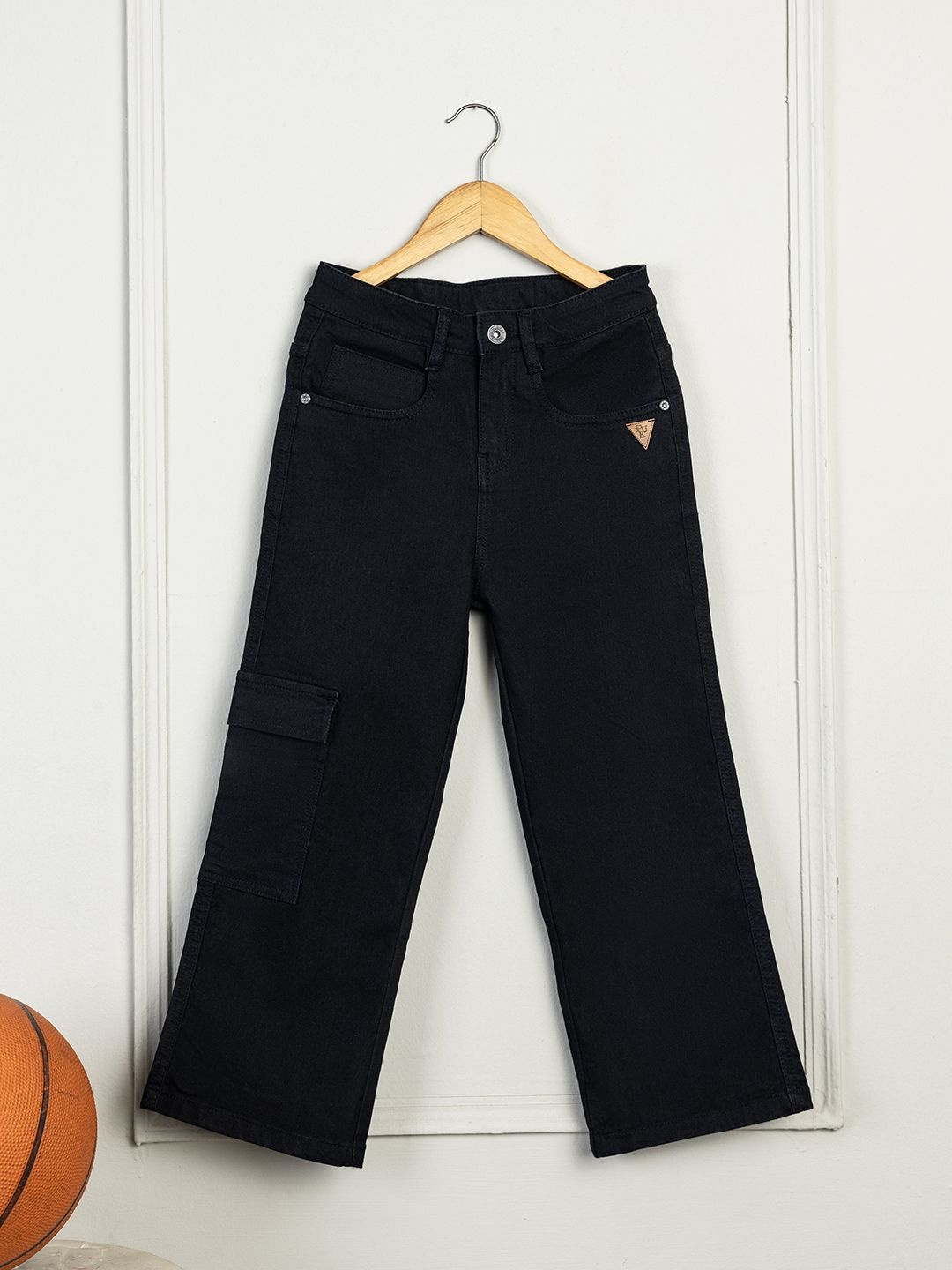

Purple United Kids Boys Cotton Wide Leg Denim Jeans, Black