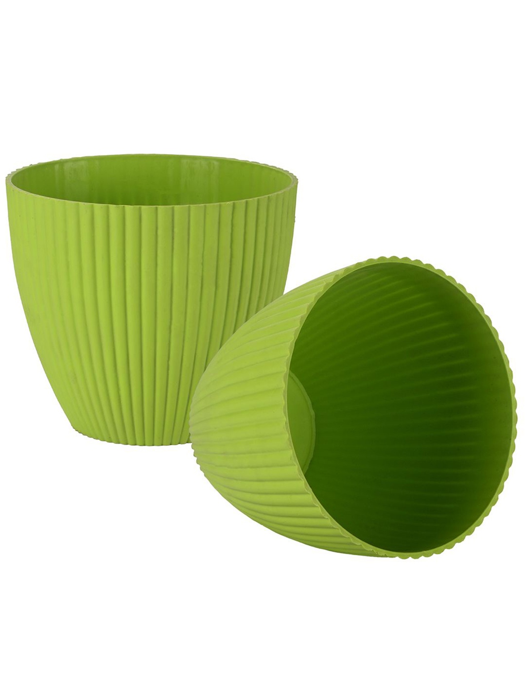

Kuber Industries Green 2 Pieces Textured Flower Pots for Garden