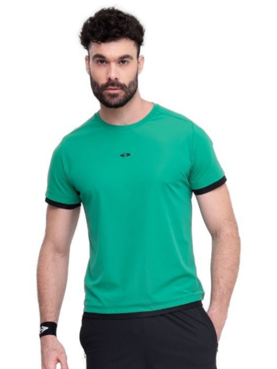 

STRCH Men Anti Odour Solid Round Neck T-shirt, Green