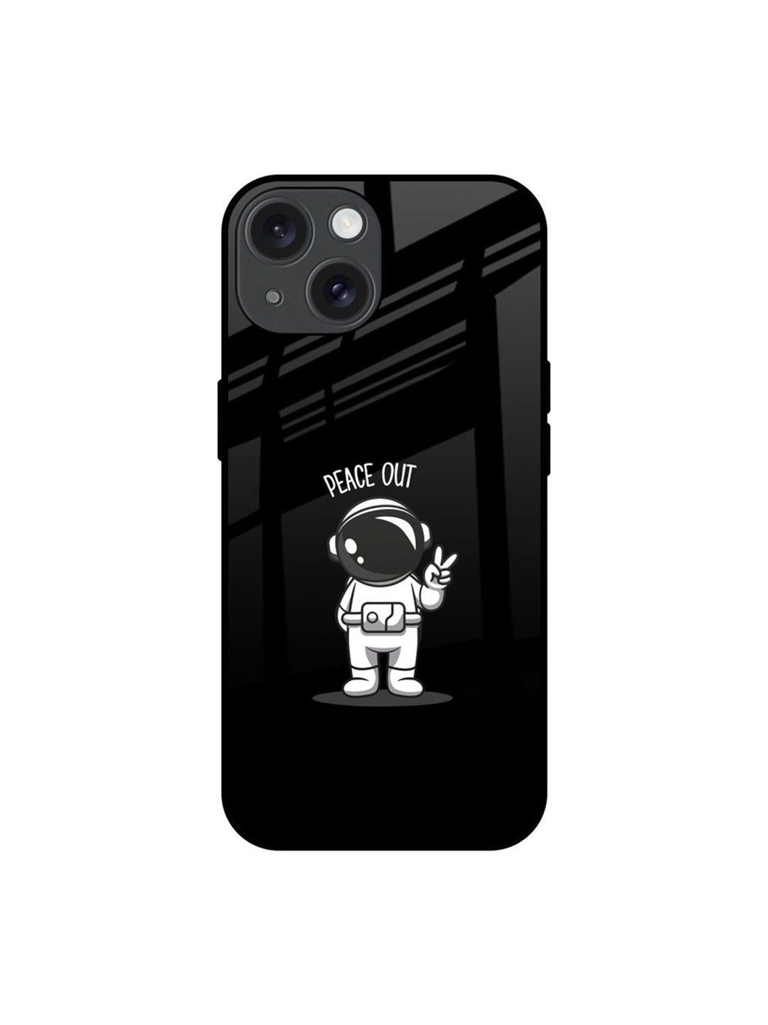 

QRIOH Peace Out Astro Real Printed iPhone 15 Back Case, Black