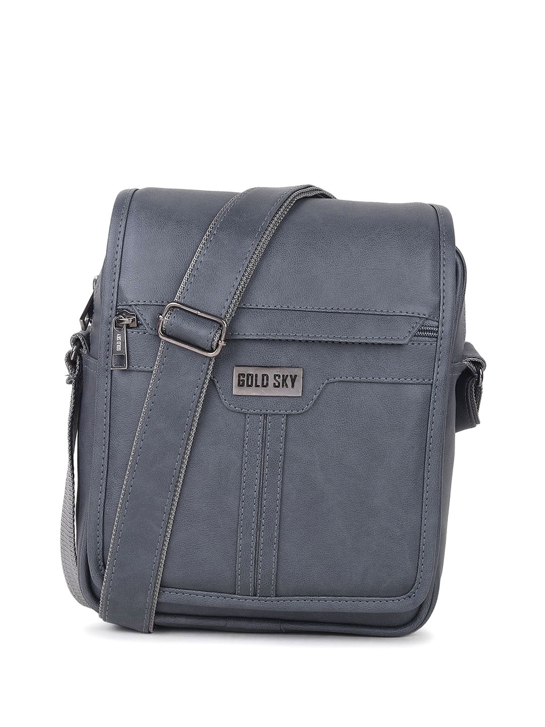 

GOLD SKY Textured Sling Bag, Grey