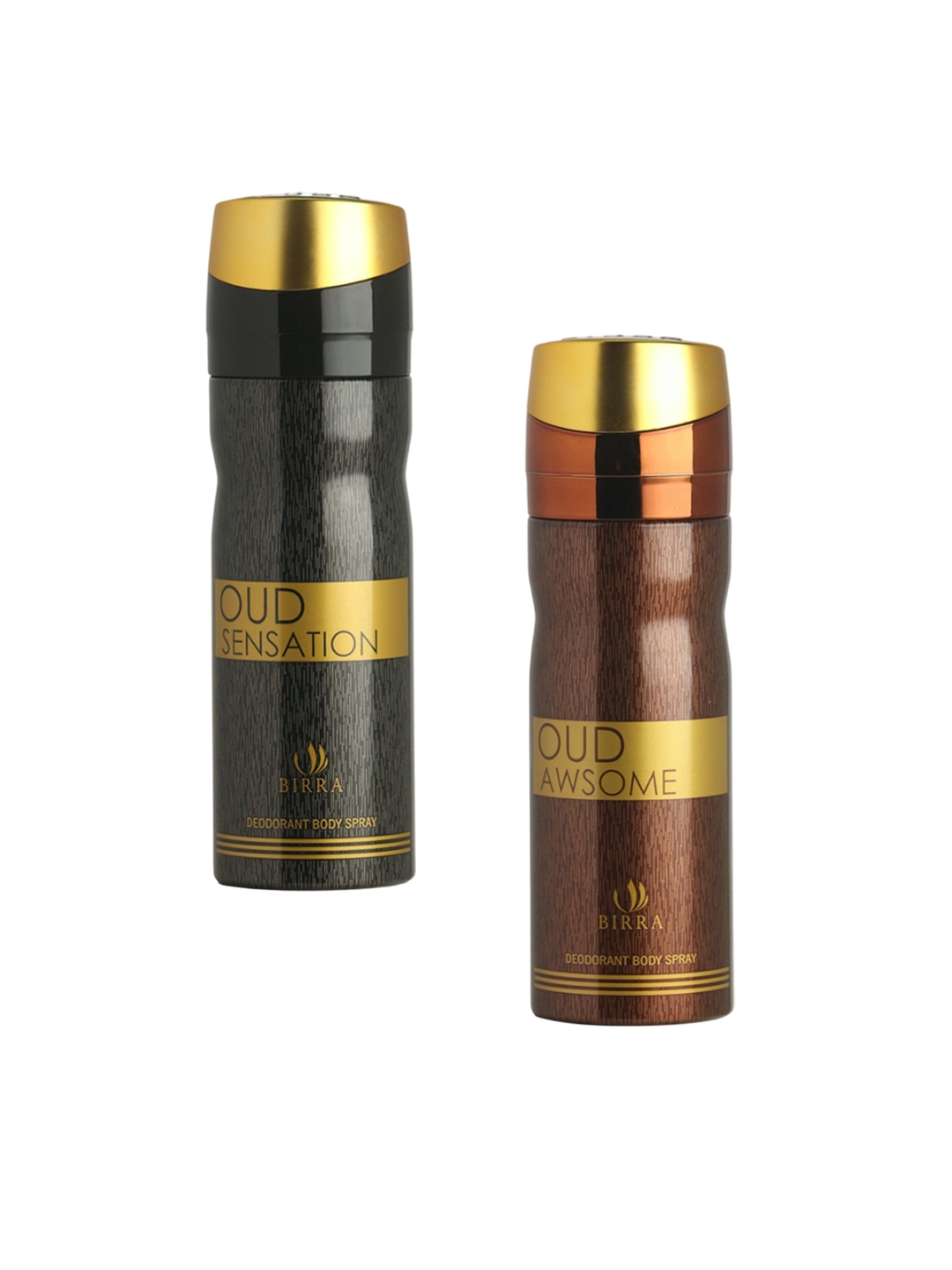 

BIRRA Set Of 2 Oud Awsome & Oud Sensation Deodorant Body Spray - 200 ml Each, Black