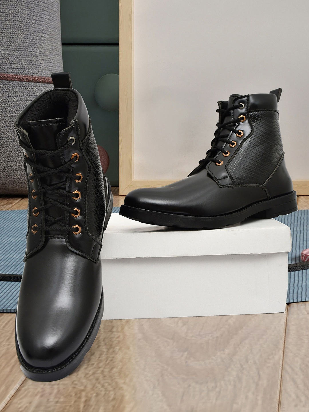 

Killer Men Casual Block-Heeled Regular Boots, Black