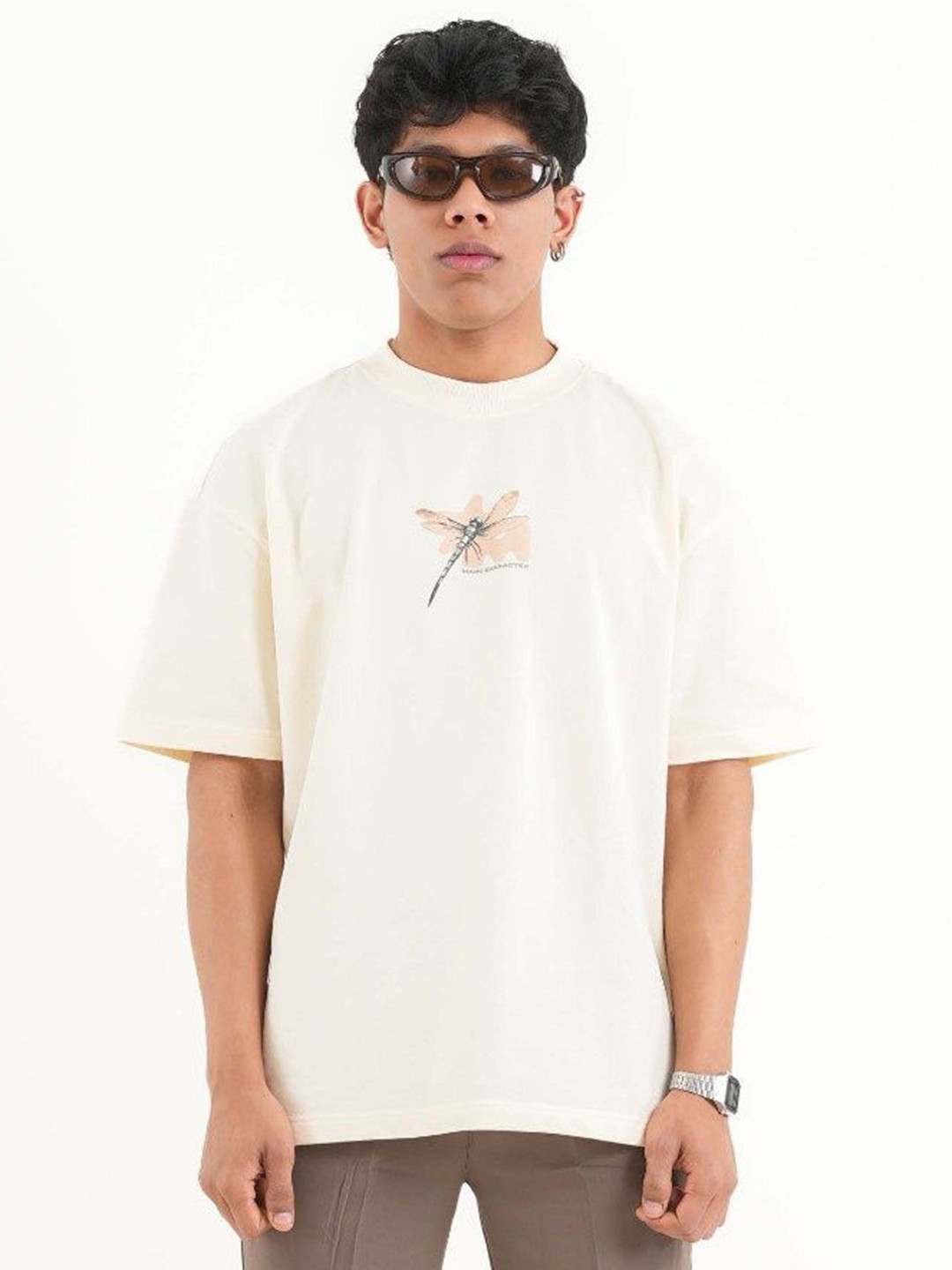 

Main Character India Unisex Graphic Printed Round Neck Cotton Relaxed Fit T-shirt, Cream