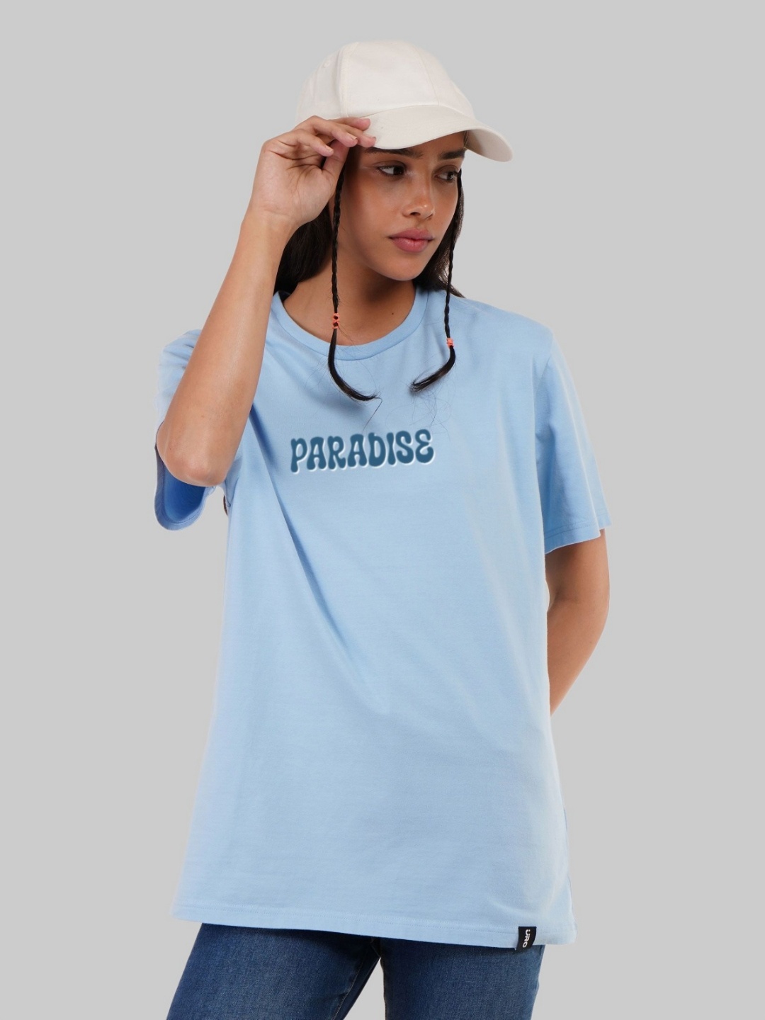 

Underrated Club Women Printed Bio Finish Applique T-shirt, Blue