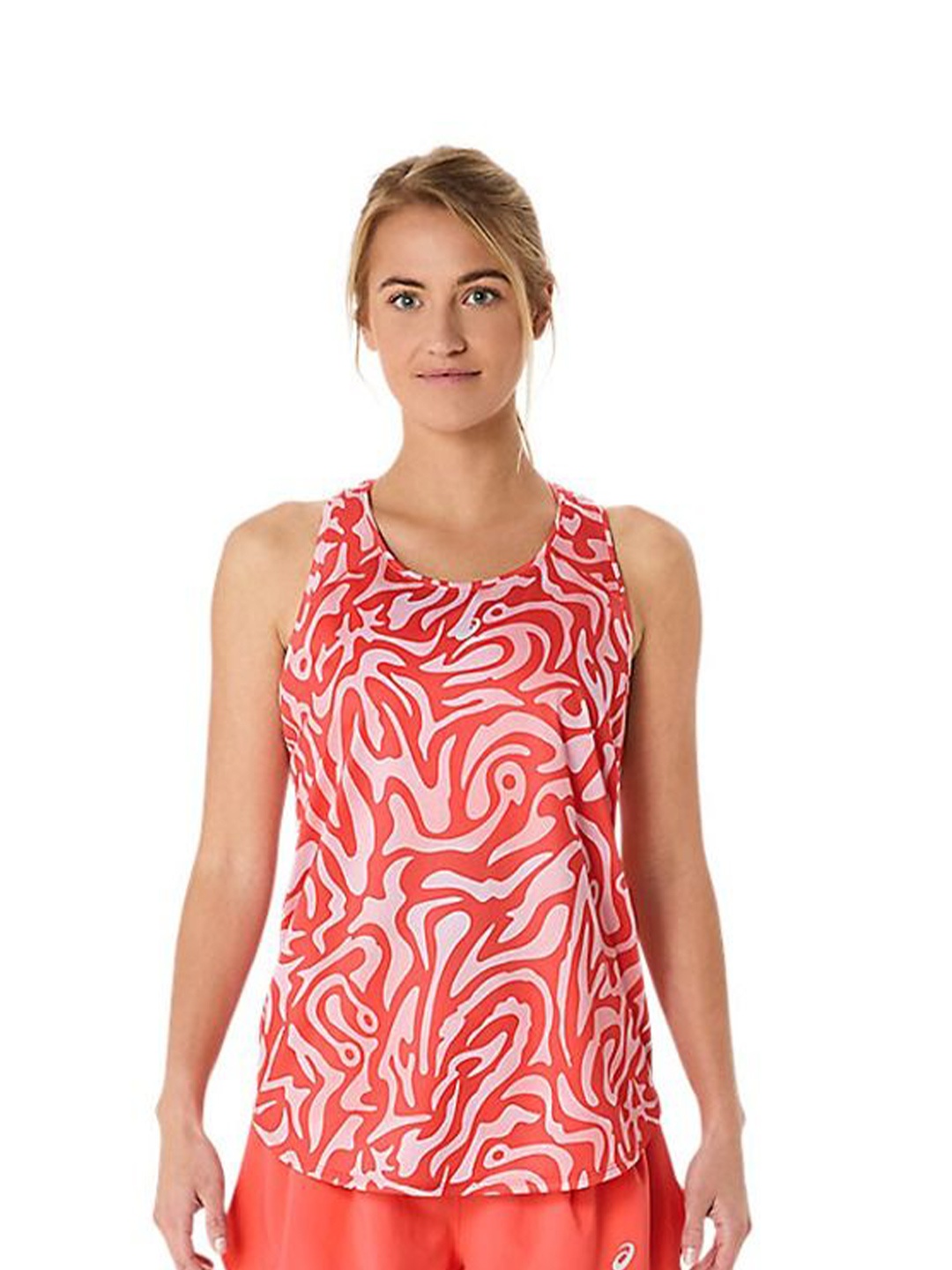 

ASICS Women Abstract Printed Round Neck T-shirt, Red