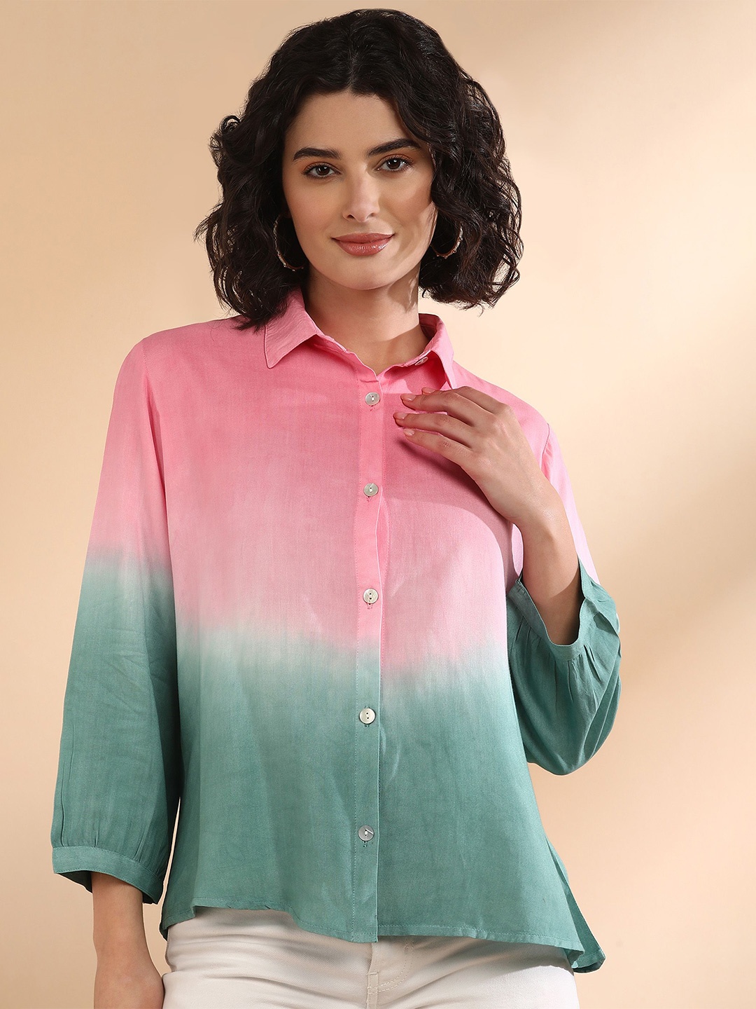 

Maaesa Women Original Faded Opaque Casual Shirt, Pink