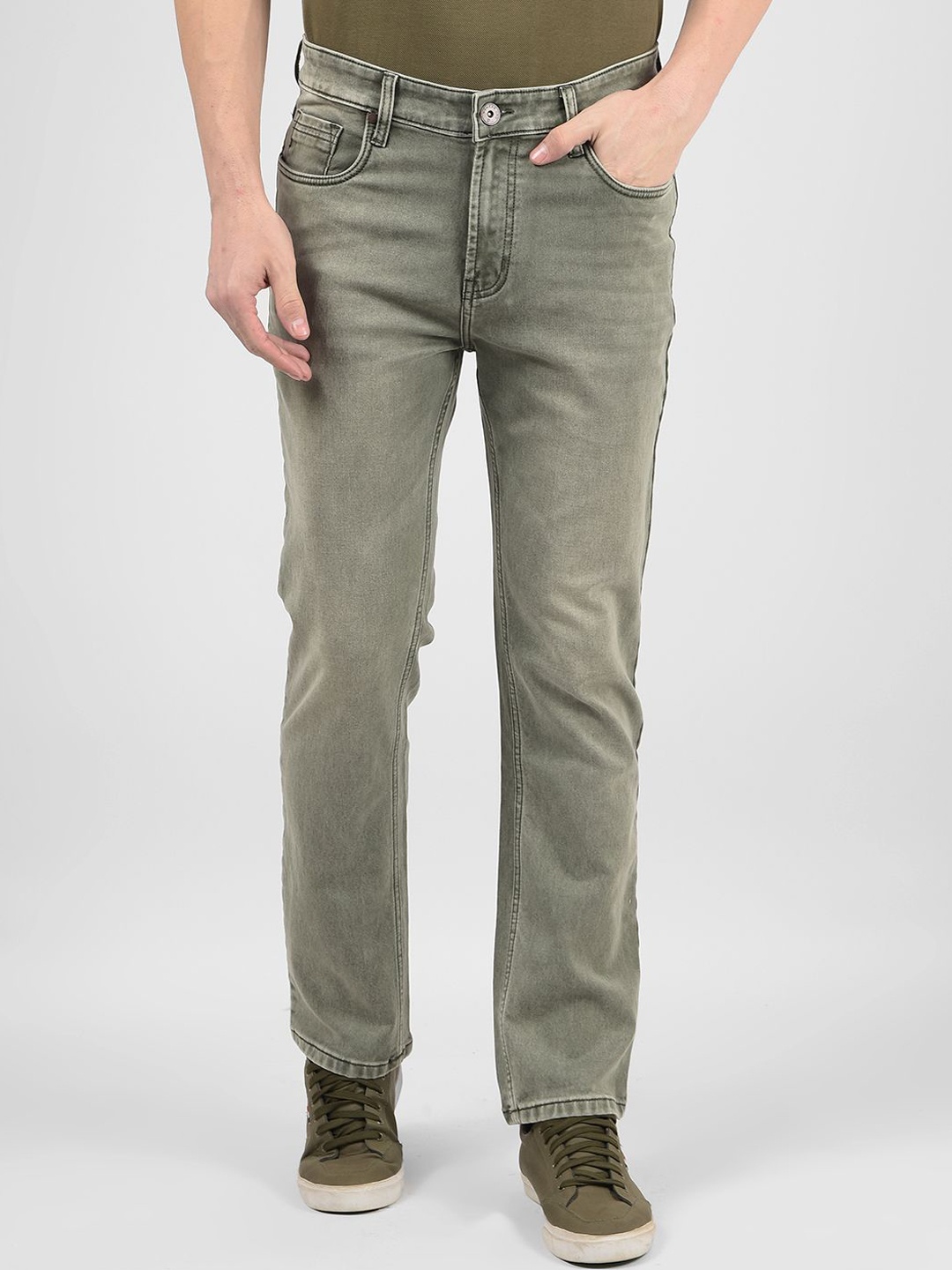 

Numero Uno Men Slim Fit Light Fade Stretchable Jeans, Green