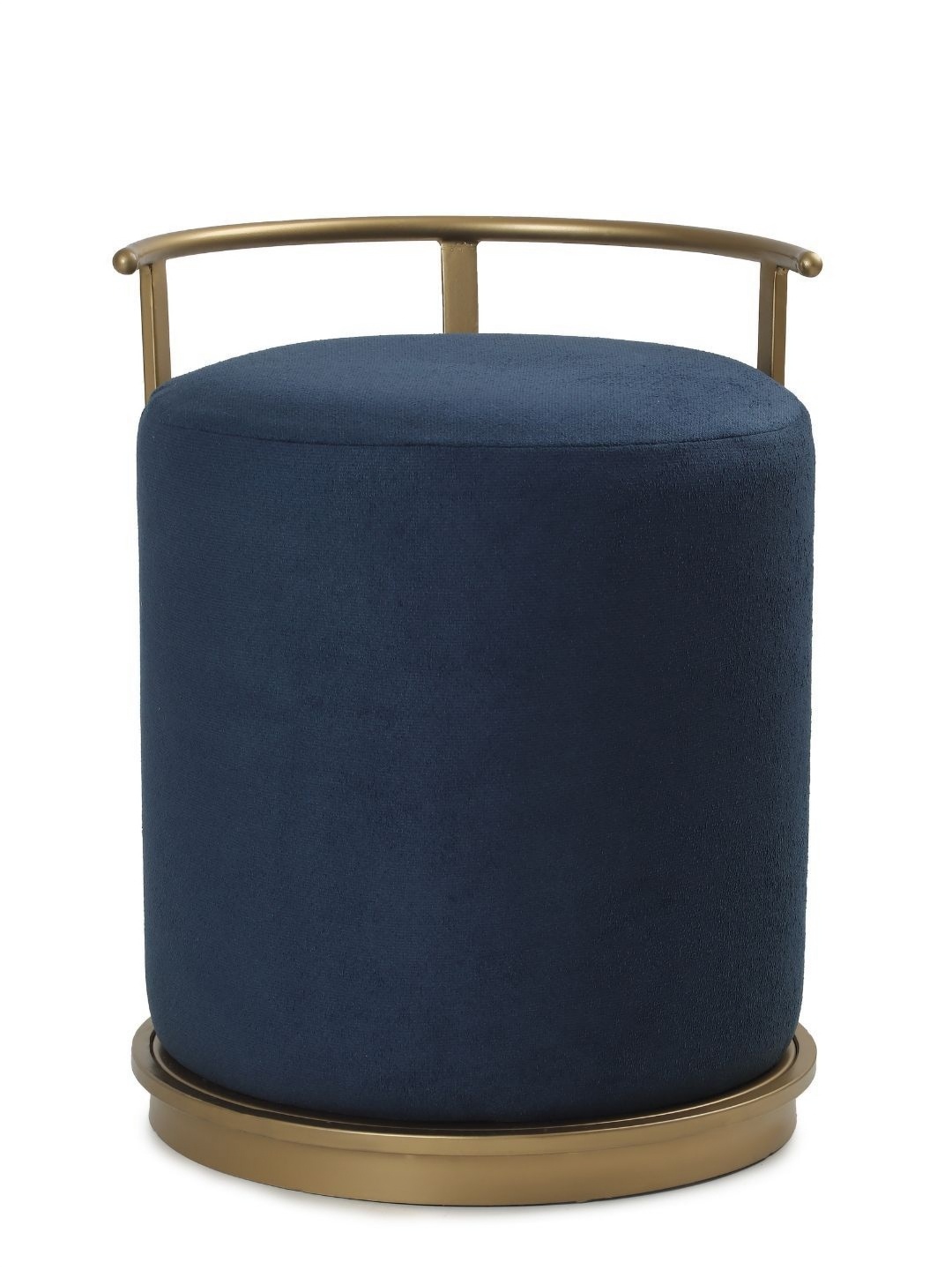 

Blck Homes Blue & Gold-Toned Leo Pouffe Cylindrical Ottoman