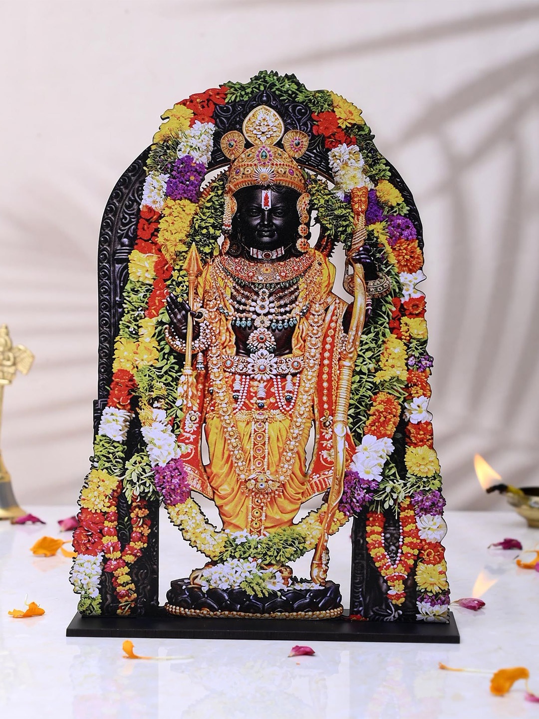 

CRAFTAM Black and Red Ram Lalla Wooden Religious Idol Showpiece