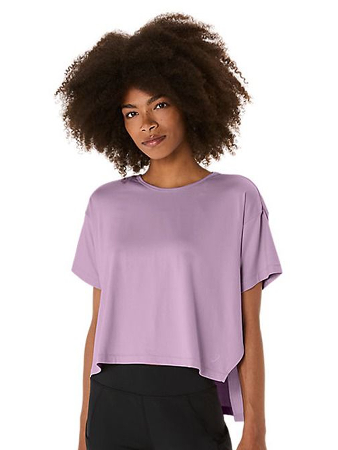 

ASICS Women Solid Round Neck Boxy Fit Sports T-shirt, Lavender