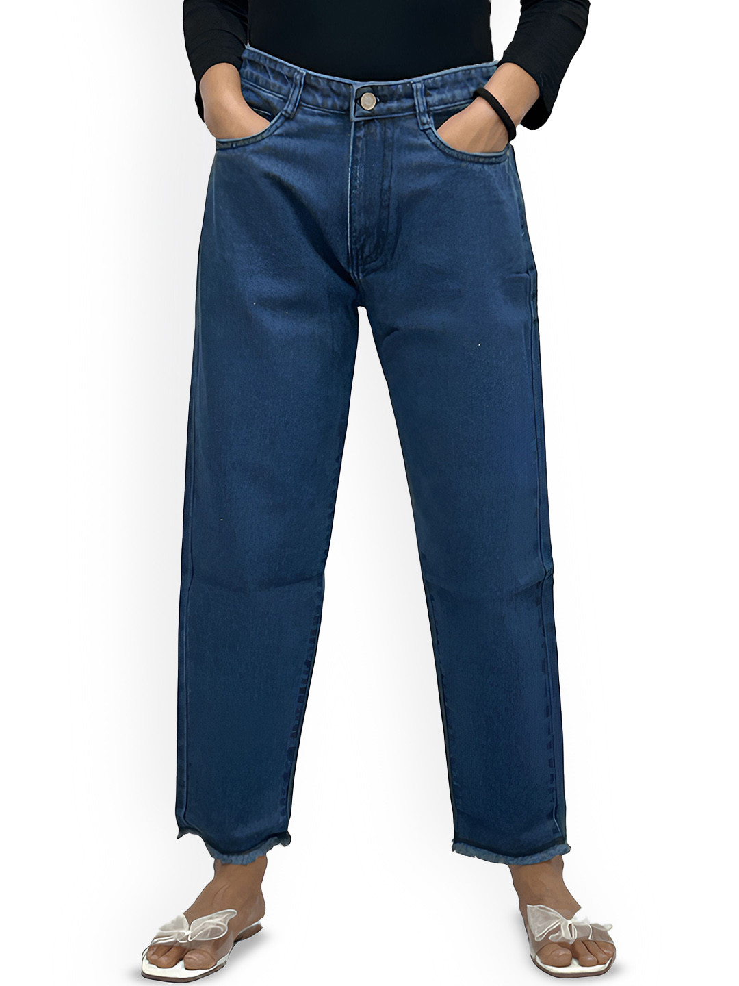

BAESD Women Relaxed Loose Fit High-Rise Trousers, Blue