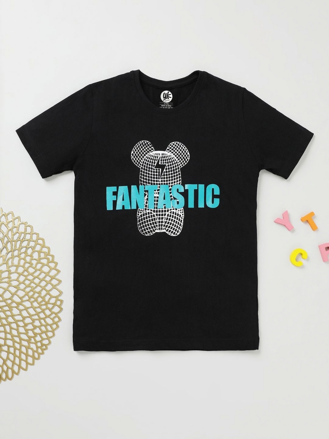 

YK Boys Printed T-shirt, Black