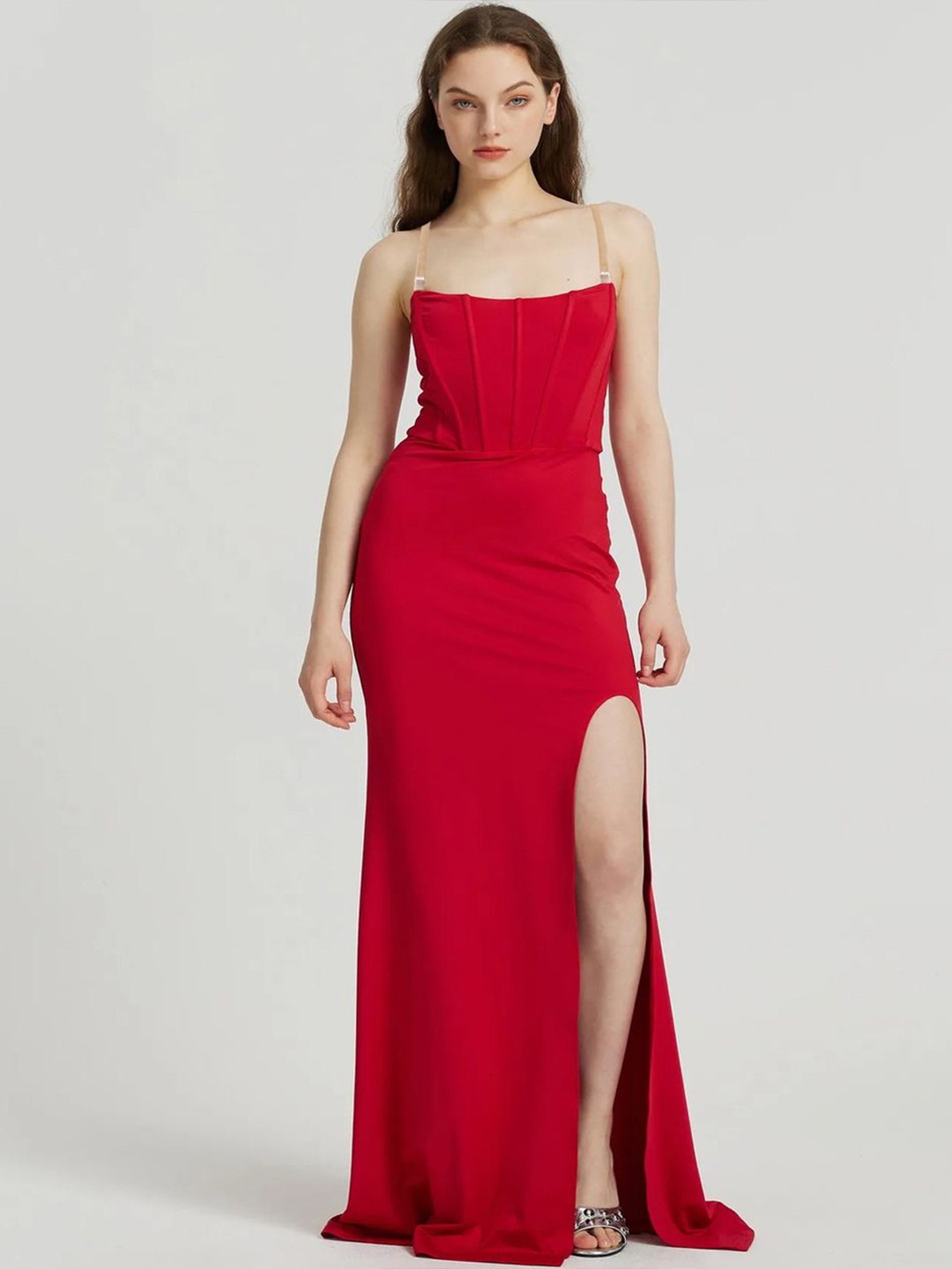 

Moda Rapido Crepe Bodycon Maxi Dress, Red
