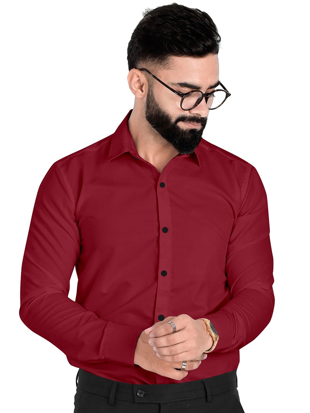 

Fashion FRICKS Men Classic Semi Sheer Casual Shirt, Maroon