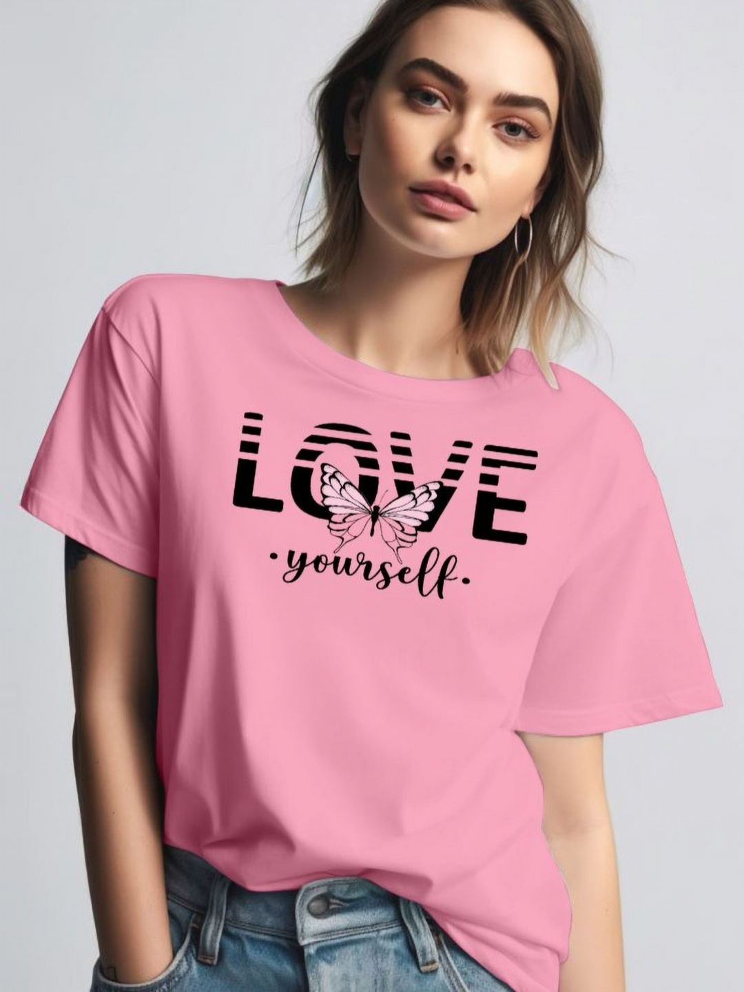 

Moda Rapido Women Printed Round Neck Tshirt, Pink