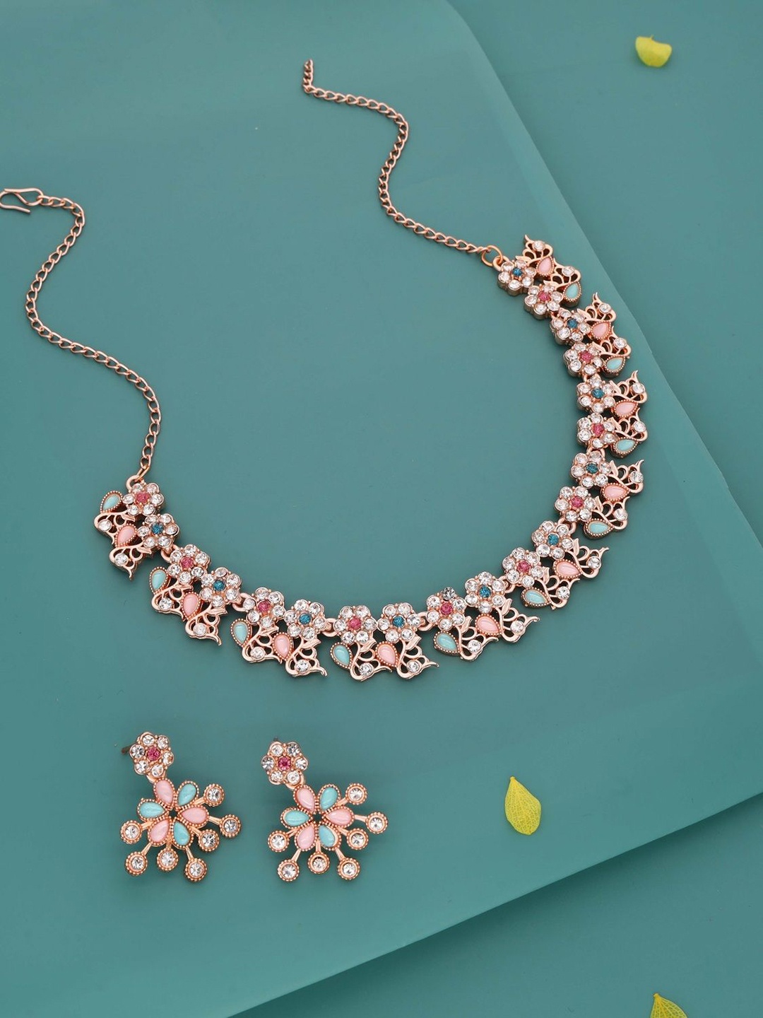 

Anouk Gold-Plated Artificial Stones-Studded Necklace With Earrings