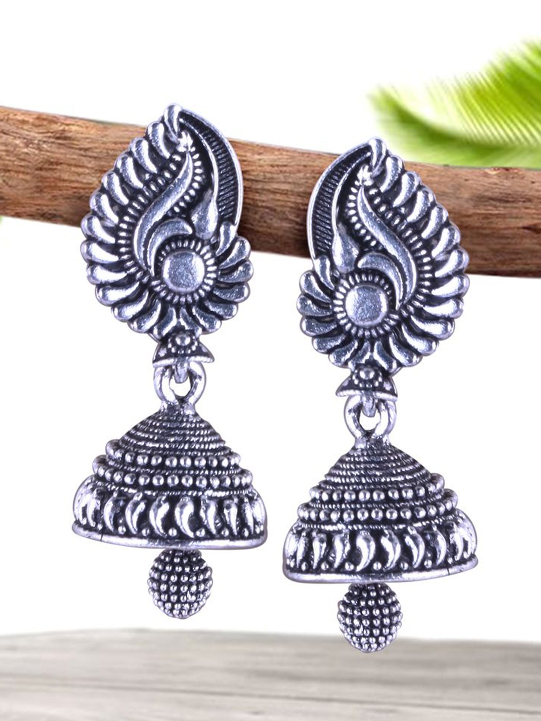 

DIVASTRI Set of 5 Silver-Plated Oxidized Dome Shaped Jhumkas