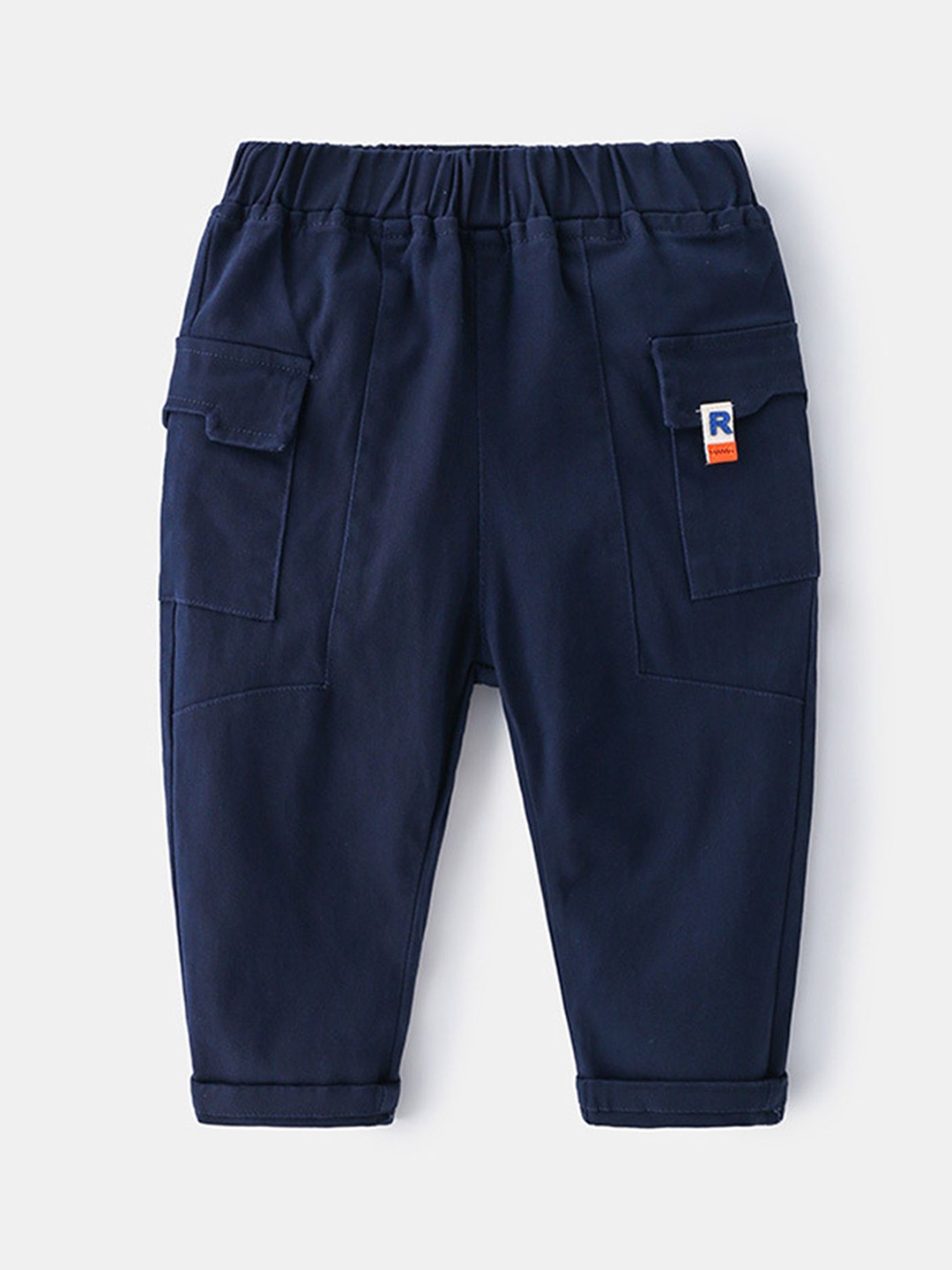 

LULU & SKY Boys Tapered Fit High-Rise Trousers, Navy blue