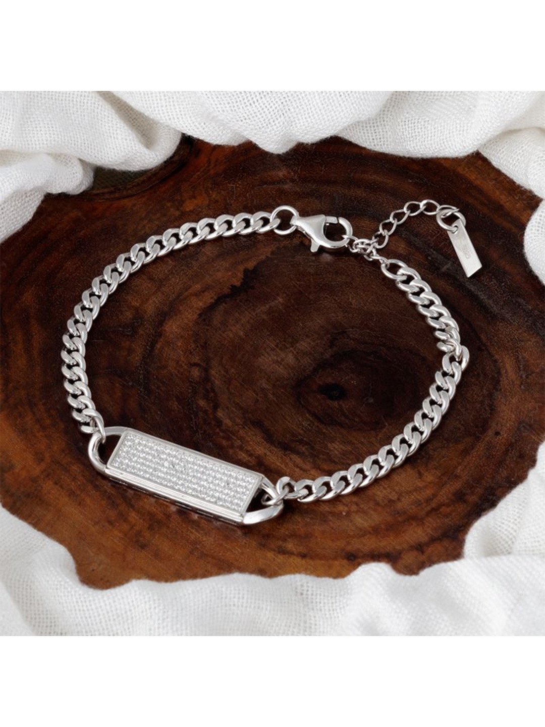 

Tuanz Silver Jewelry Women Sterling Silver Rhodium-Plated Link Bracelet