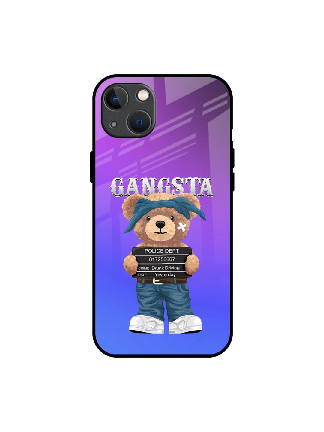 

QRIOH Gangsta Bear Printed iPhone 13 Back Case, Blue