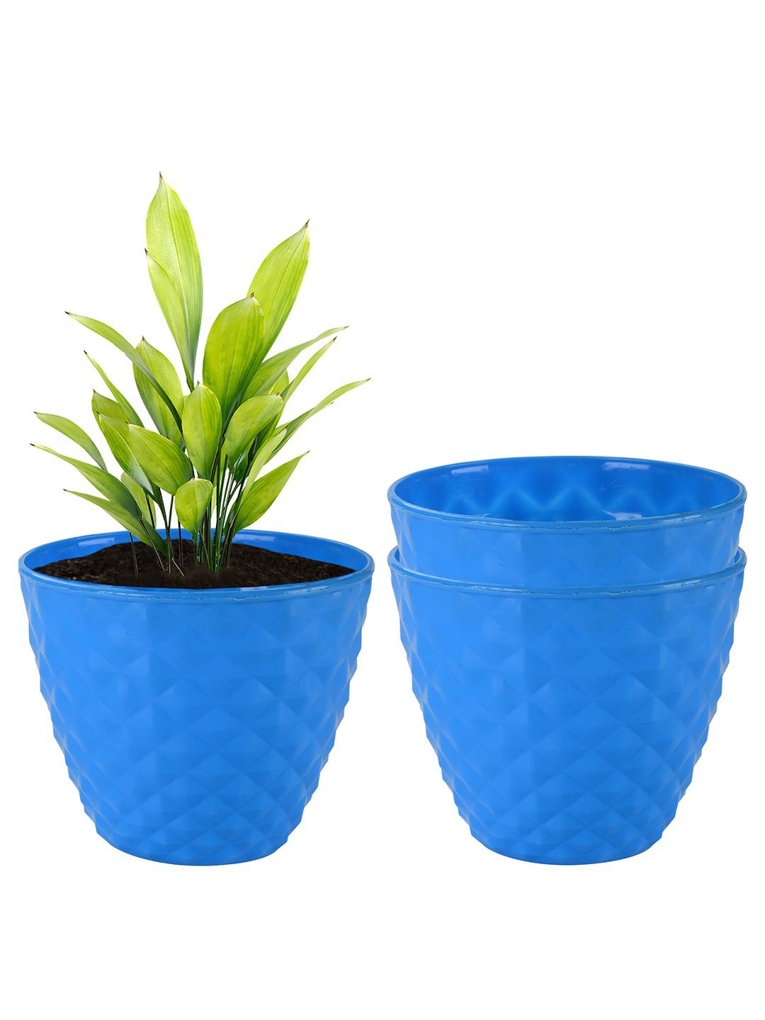 

Kuber Industries Blue 3 Pieces Textured Planters