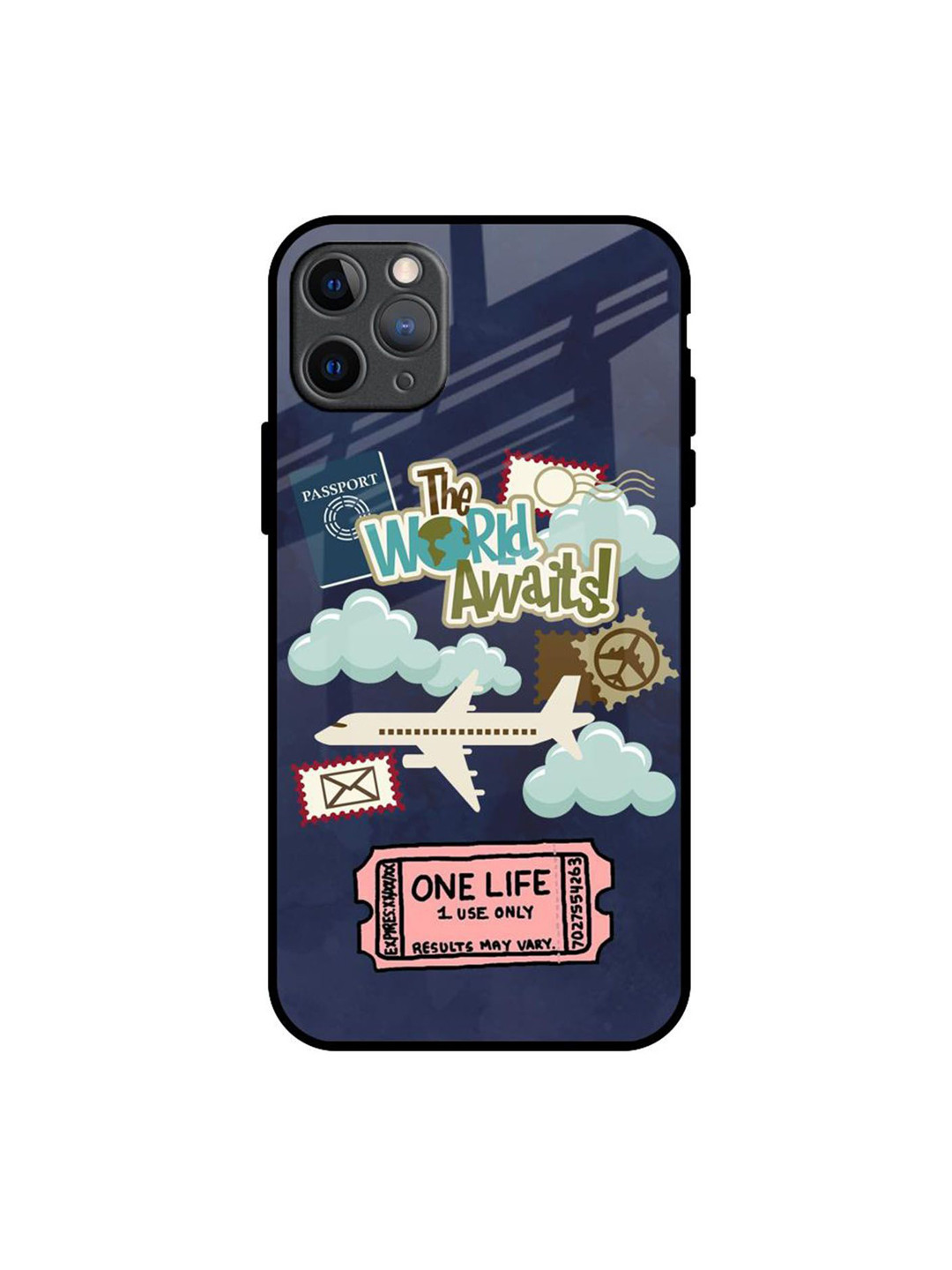 

QRIOH Tour The World Printed iPhone 11 Pro Max Back Case, Blue