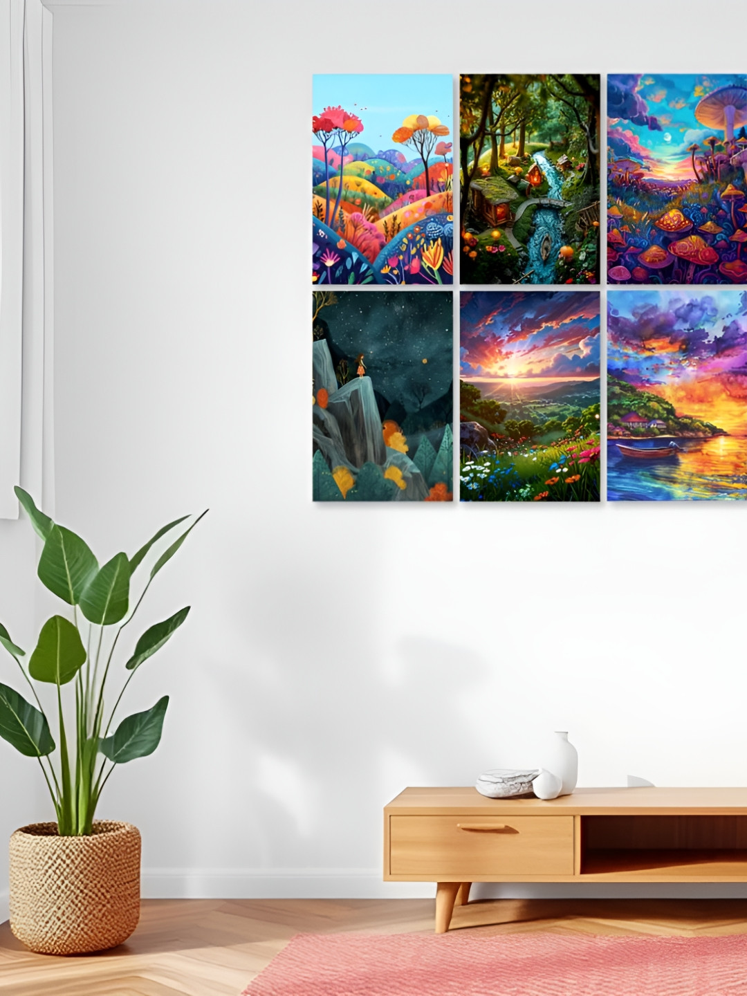 

CVANU Blue And Green 6 Piece Floral and Botanical Paper Wall Poster