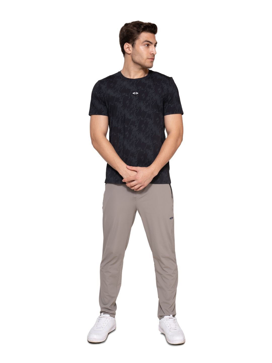 

STRCH Men Anti Odour Abstract Printed Round Neck T-shirt, Black