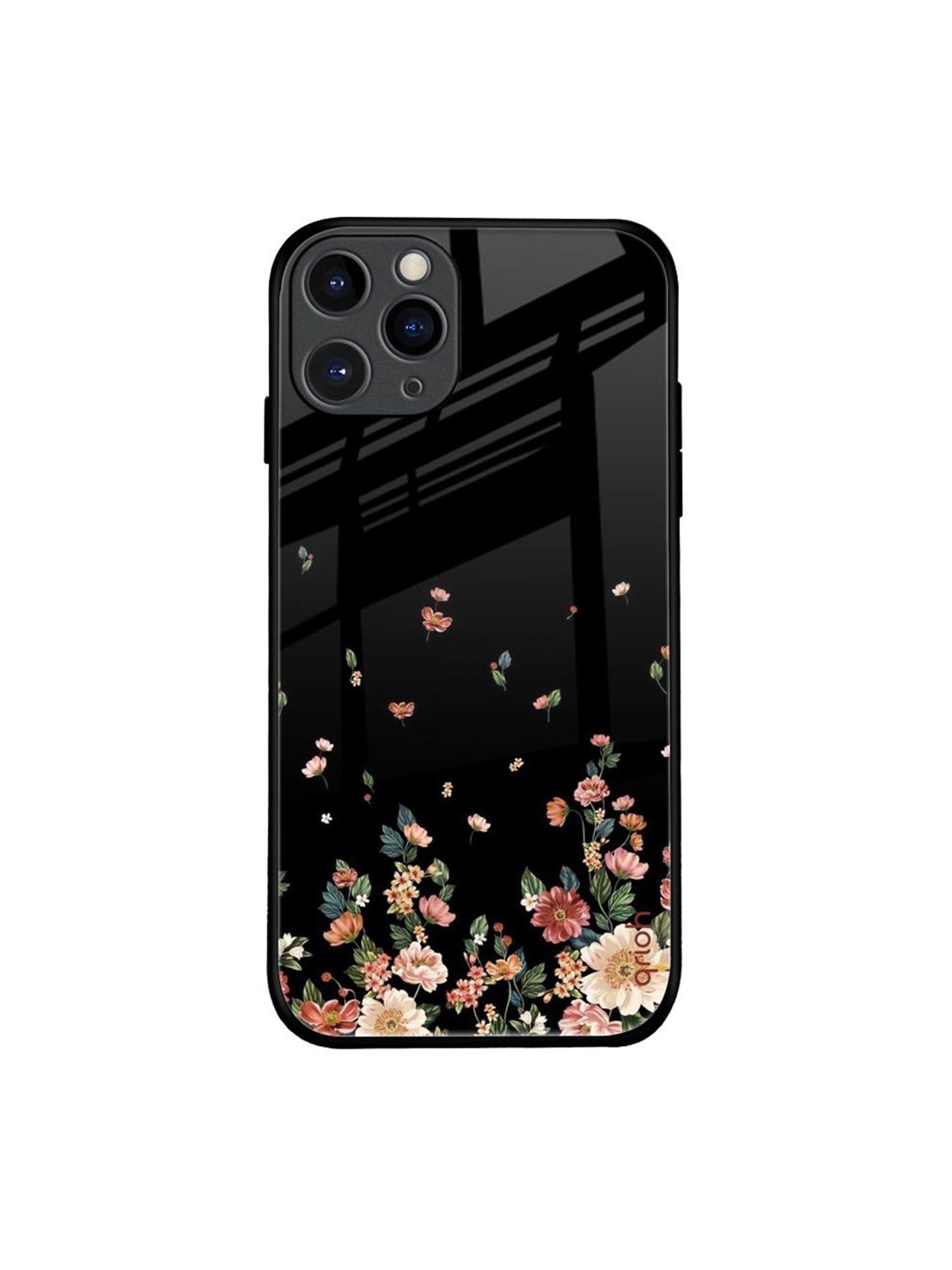 

QRIOH Floral Printed iPhone 11 Pro Back Case Mobile Accessories, Black