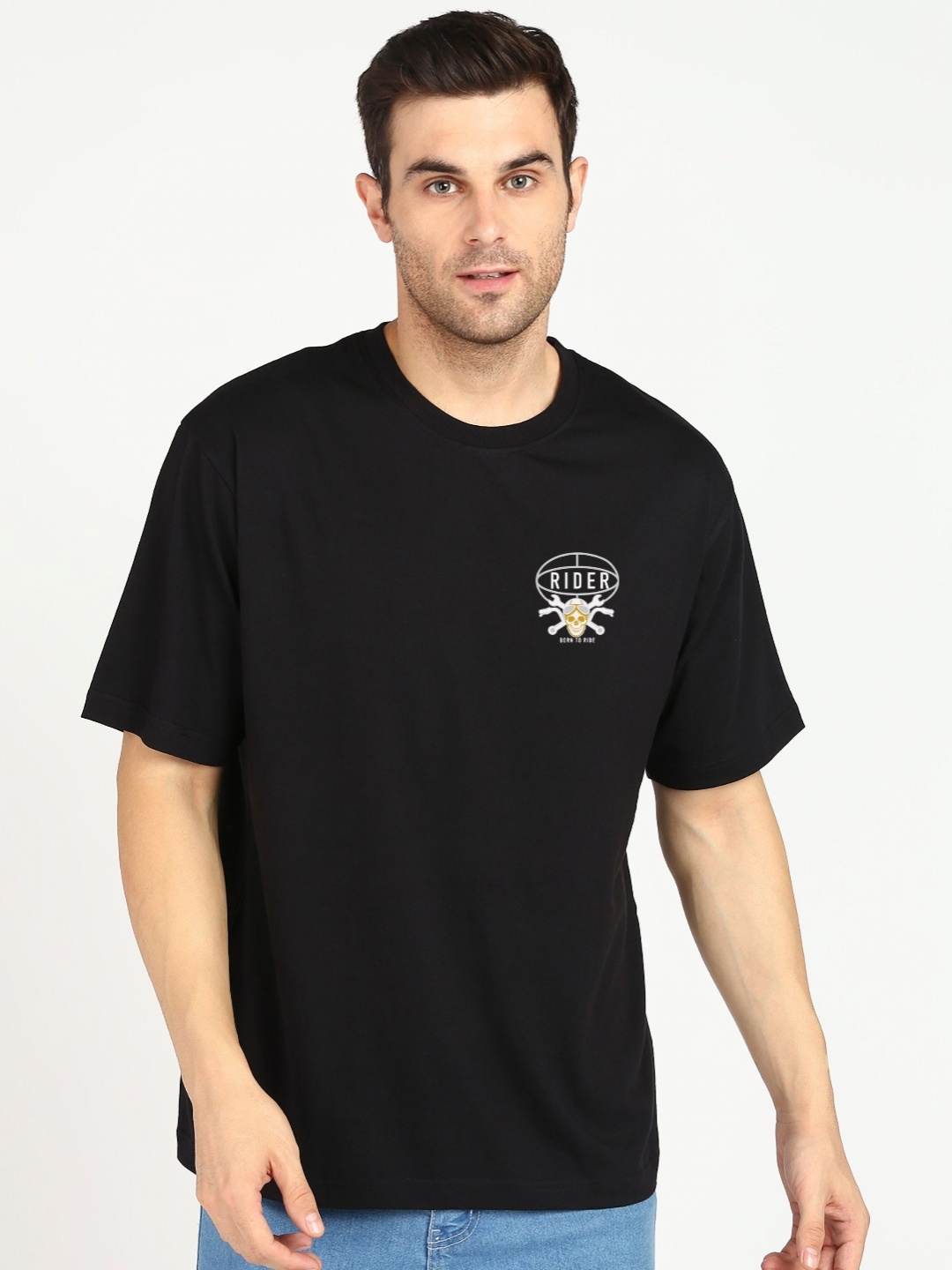 

Moda Rapido Men Graphic Printed Round Neck Cotton Relaxed Fit T-shirt, Black