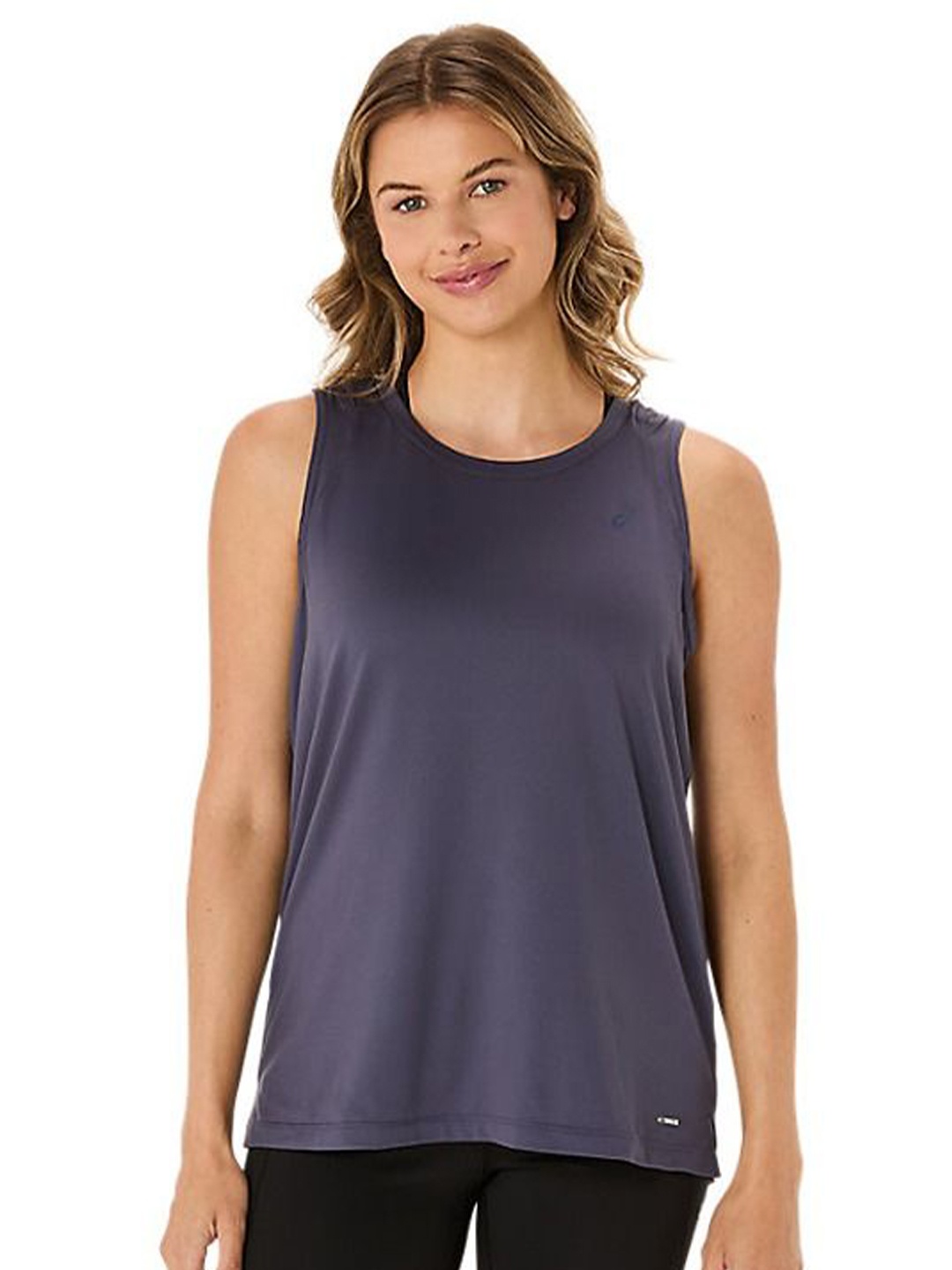 

ASICS Women Solid Round Neck T-shirt, Navy blue