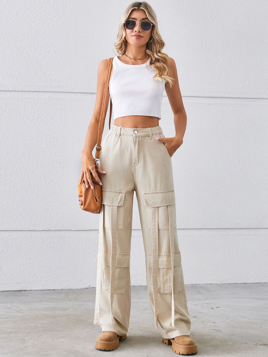 

StyleCast Women Cargos Trousers, Cream