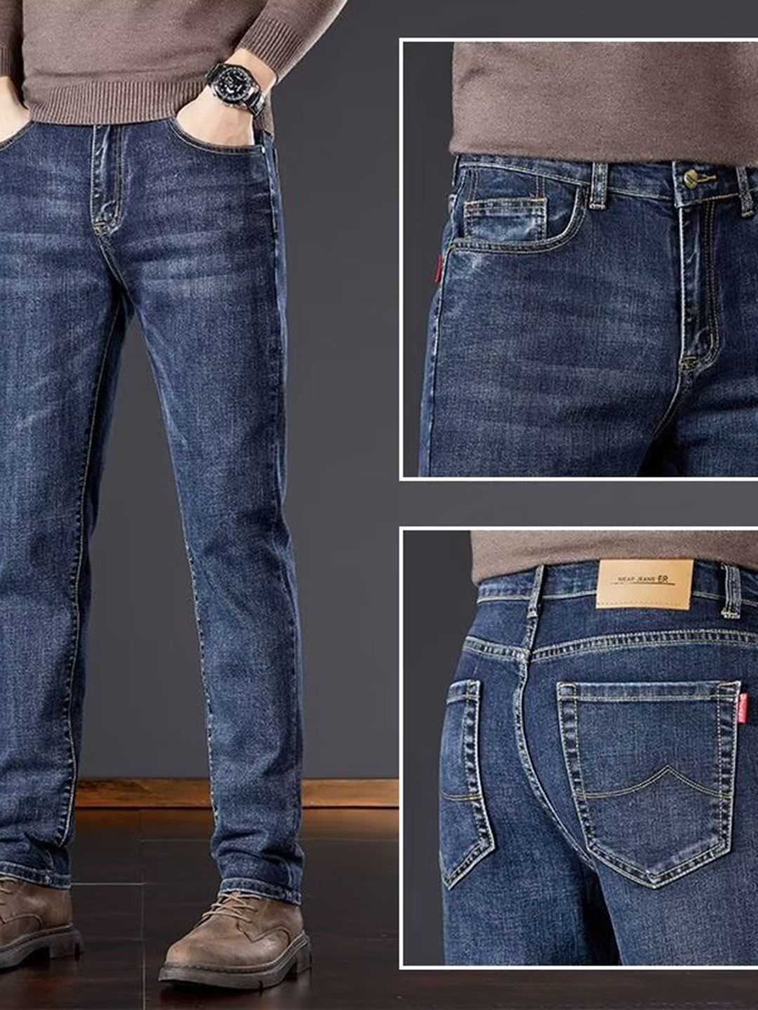 

HERE&NOW Men Regular Fit Mid-Rise Light Fade Jeans, Blue