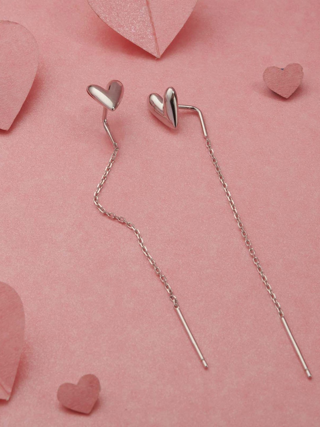 

Gargi by P. N. Gadgil & Sons 925 Sterling Silver Heart Shaped Drop Earrings