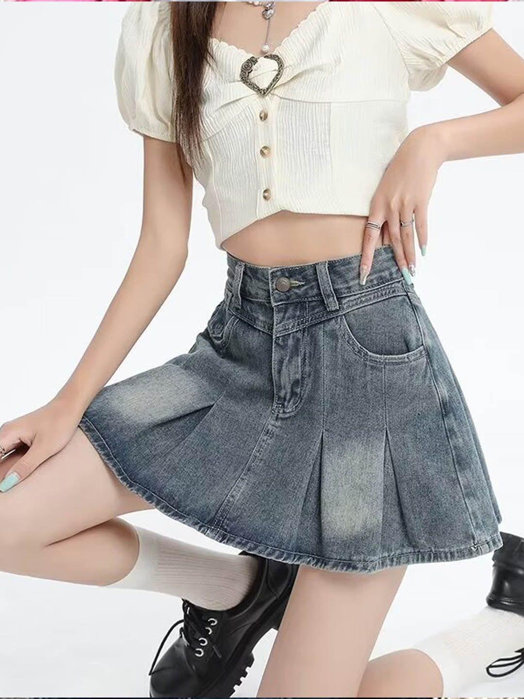 

StyleCast Denim A-Line Mini Skirt, Blue