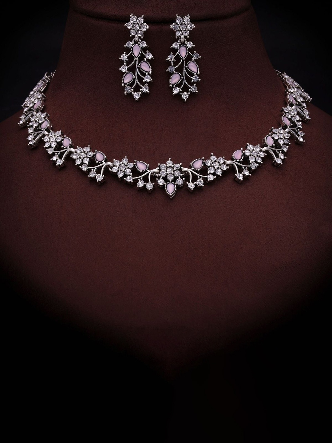 

Anouk Gold-Plated Artificial Stones Studded And Beaded Necklace And Earrings, Silver