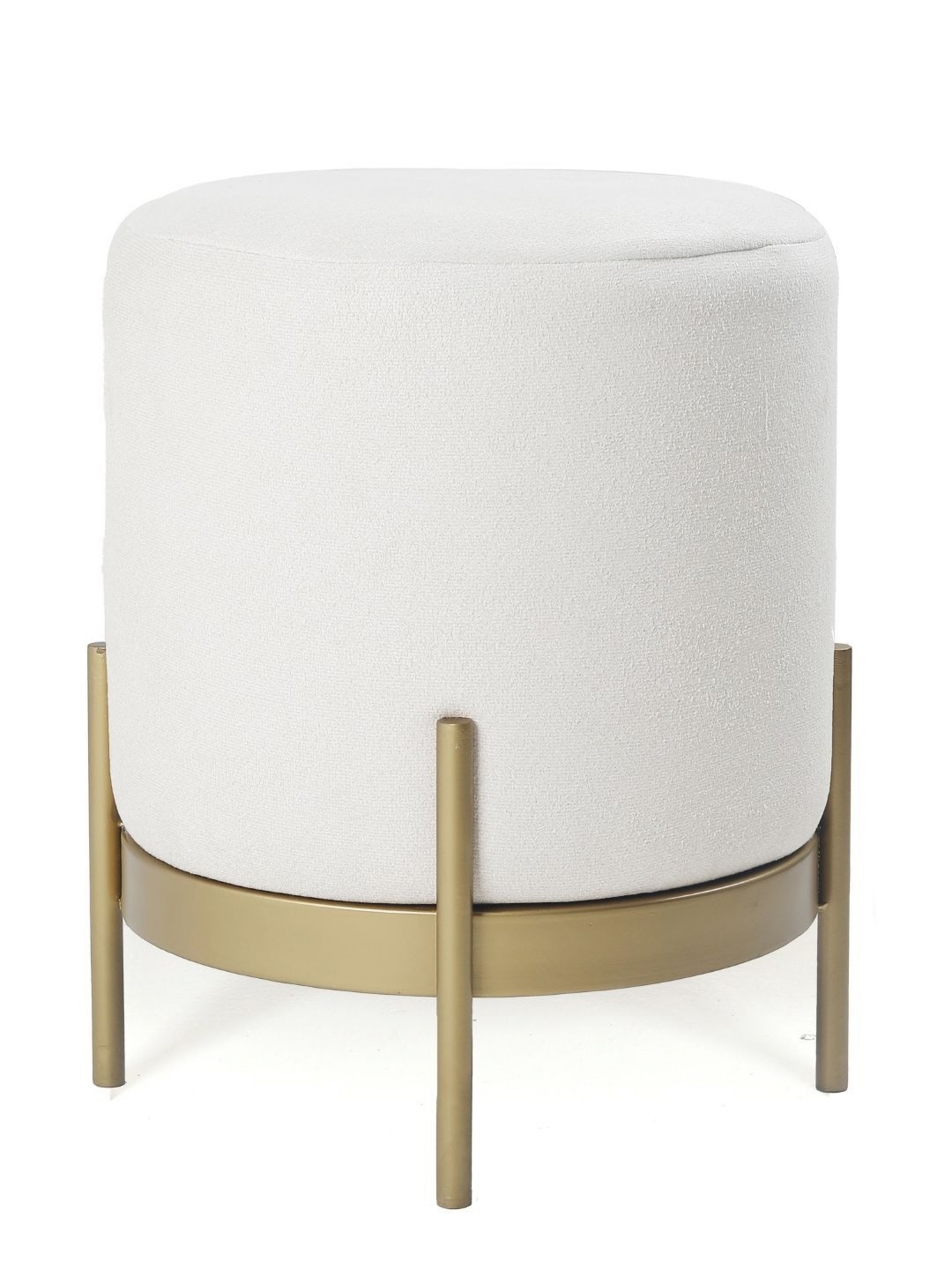 

Blck Homes White & Gold Cotton Cylindrical With Storage Austin Pouffe Ottoman