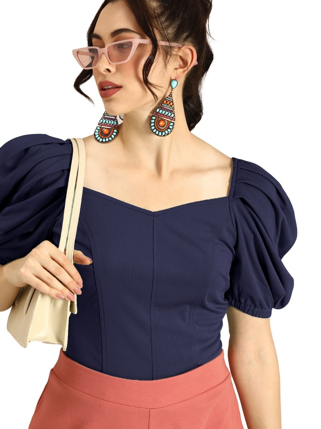 

CORSICA Women V-Neck Pockets T-shirt, Blue