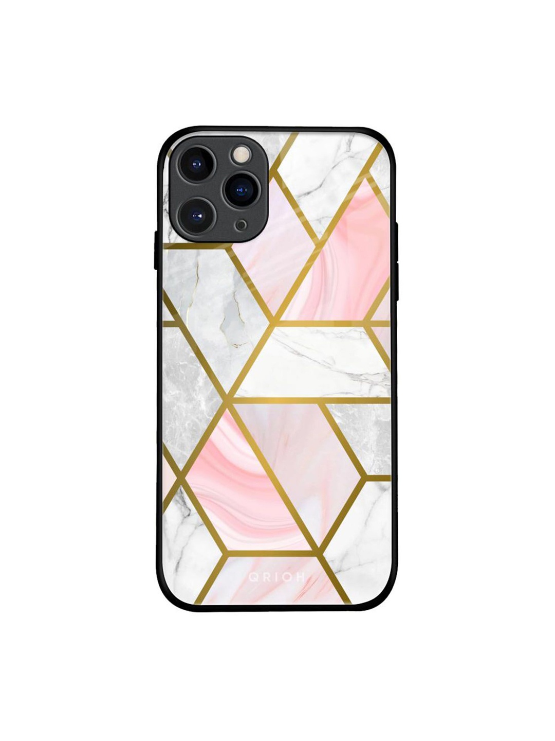 

QRIOH Geometric Printed iPhone 11 Pro Back Case Mobile Accessories, White