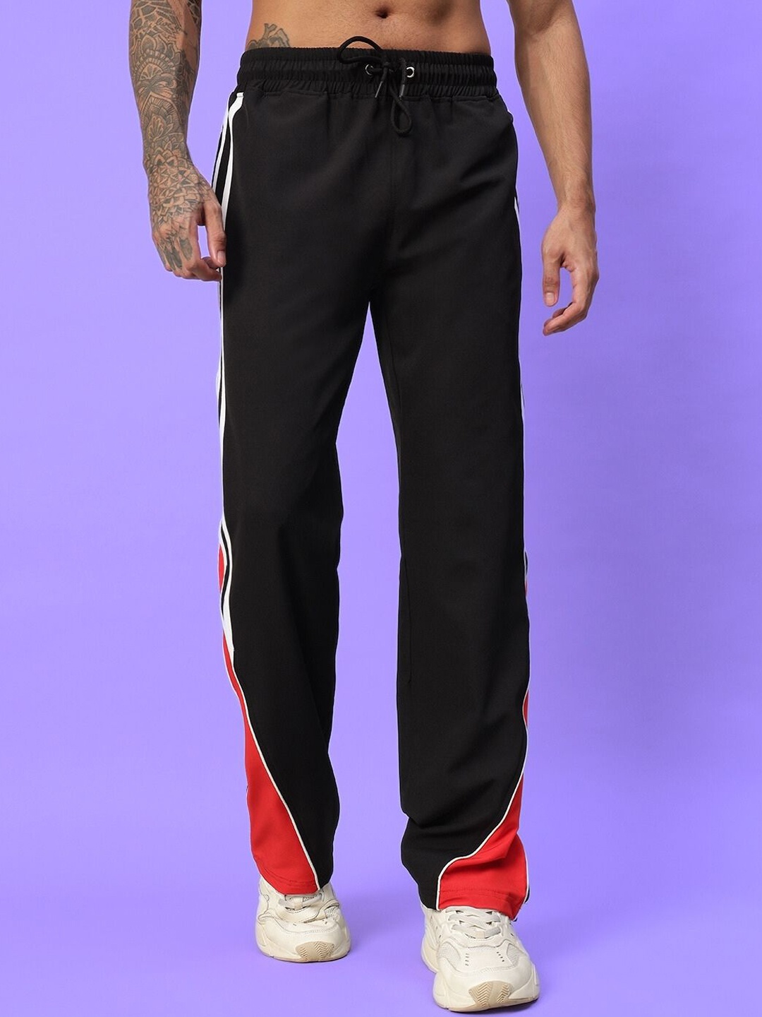 

WEARDUDS Men Cotton Relaxed-Fit Track Pants, Black